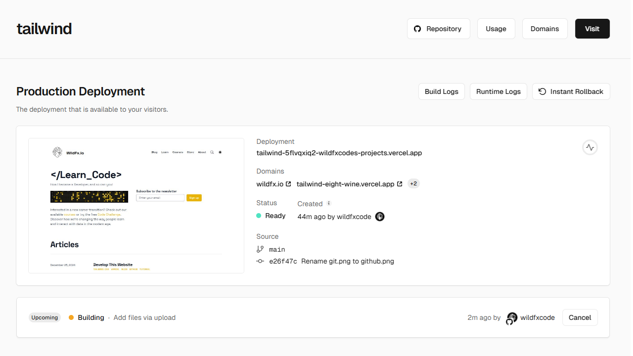 Vercel Dashboard